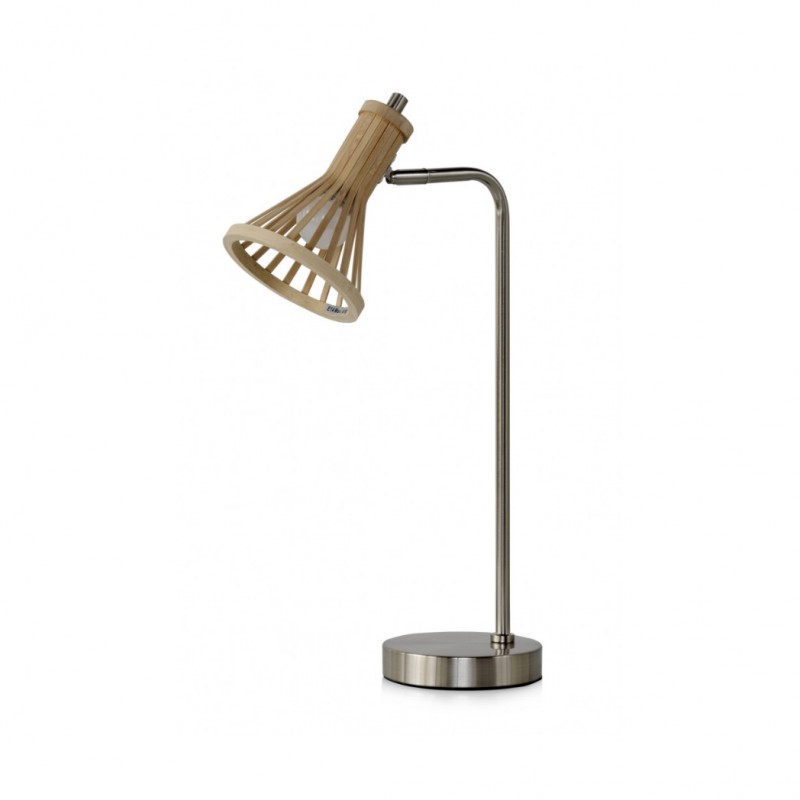 LAMPARA DE MADERA Y BASE METALICA