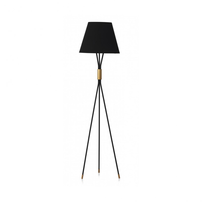 LAMPARA DE PIE TULIPA DE TELA Y BASE METALICA