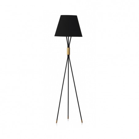 LAMPARA DE PIE TULIPA DE TELA Y BASE METALICA